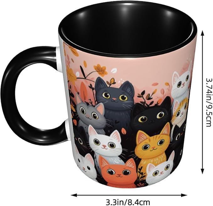 Cat Coffee Mug Funny Ceramic Tea Cup With Handle Dishwasher Microwave Safe for Women 11oz Porcelain Mugs