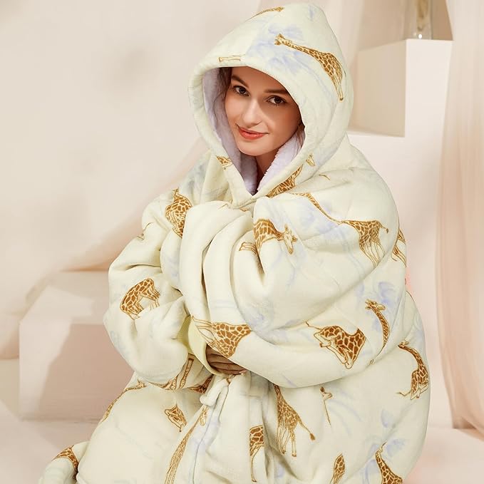 Narecte Cozy Oversized Blanket Hoodie Wearable Blanket Adults Soft Hooded Blanket Hoodie Birthday Gifts for Women Christmas