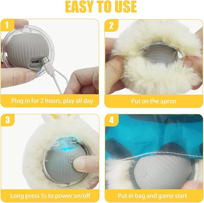 2 in 1 Interactive Cat Toys for Indoor, Toy Fast Rolling Ball in Play Mat,Kitten Automatic Toy Motion Activate,Rechargeable Kitten Toys Ball(Blue)