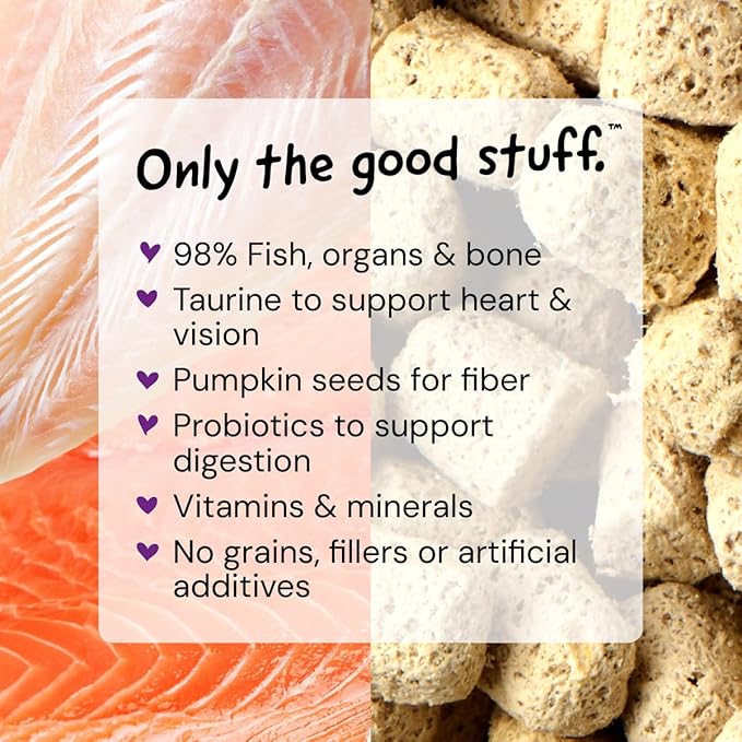 Stella & Chewy's Freeze-Dried Raw Cat Dinner Morsels - Premium Salmon & Cod Recipe with 98% Wild-Caught Fish & Organs - Natural Grain-Free Cat & Kitten Food - Made in USA - 18 oz (Pack of 2)