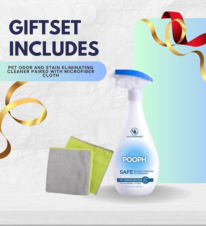 Liquid & Stain Eliminator 20 OZ Bundle with Microfiber Cleaning Cloth — Carpet and Upholstery Cleaner for Household and Pet Mess Cleanup Pet Odor Eliminator for Home — Gift Set (2 Items)