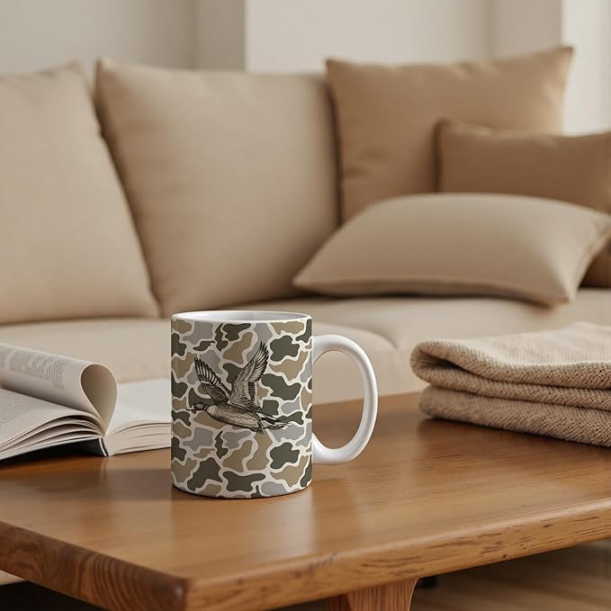 Mallard Duck Camo Mug 11 oz, Mallard Duck Hunting Gifts Coffee Cups Ceramic, Wildlife Ducks Lover Gifts Ceramic Mug for Coffee Tea Hot Cocoa Home Office Work