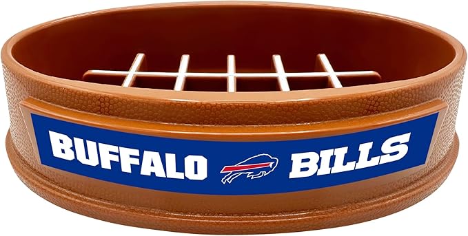 NFL Super-Bowl Buffalo Bills Slow Feeder Dog & Cat Bowl. Football Design for Healthy Digestion. Non-Slip for Large & Small Pets