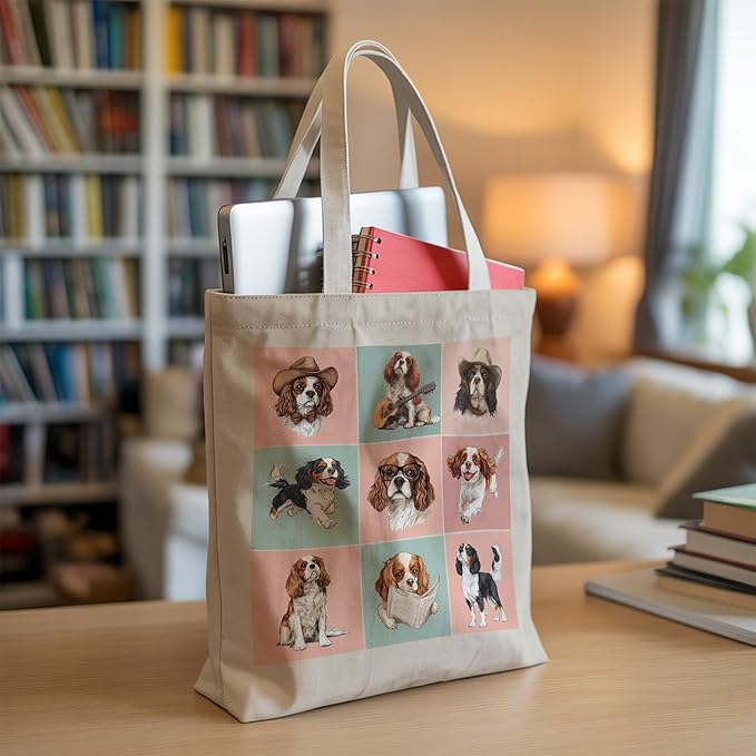 Pets Lover Gifts Tote Bag for Women, Dogs Cats Bee Aesthetic Canvas Bag with Inner Pocket