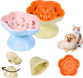 Detachable Slow Feeder Cat Bowl, Melamine Tilted Elevated Slow Eating Cat Bowls - Heavy Weighted, Non-Slip, Whisker Friendly, Dry & Wet Food, Dishwasher Safe (Pink + Orange, 5.8" x 2 Pack)