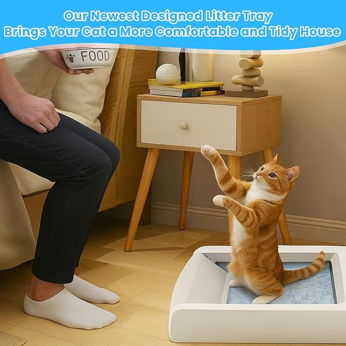 Maxdot 2 Pcs Reusable Cat Litter Tray Large Low Entry Open Litters Box Compatible with Pet Self-Cleaning Litter Box with 2 Metal Cats Shovel for Indoor Pets Easy to Clean, 22.4 x 14.8 x 2.2