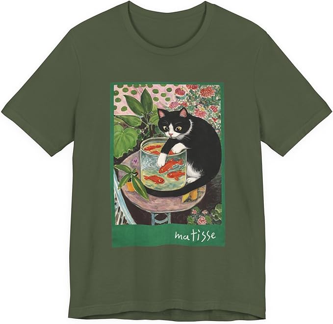 Vintage Cat Painting T Shirt, Matisse Inspired Cat Tee, Retro Art Aesthetic Shirt, Funny Cat Lover Gift
