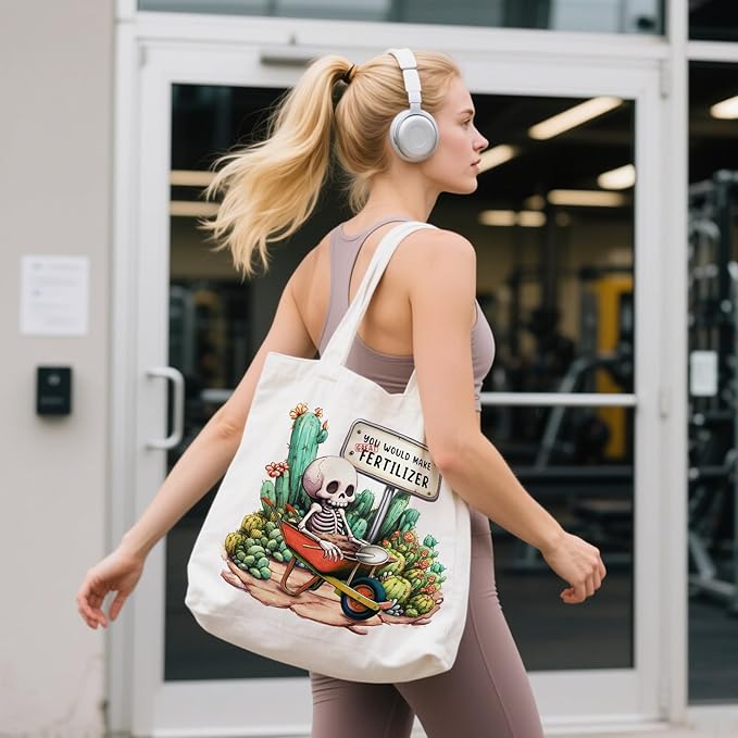 Aesthetic Canvas Tote Bag for Women - with Magnetic Snap Closure & Zipper Inner Pocket Reusable Bag for Shopping