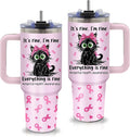 Cute Cat Lovers Gift - 40oz Fine Cats Themed Insulated Tumbler with Handle, Funny Cat Mom Gifts for Women & Girls, Stainless Steel Travel Mug, Birthday Christmas Anniversary Present