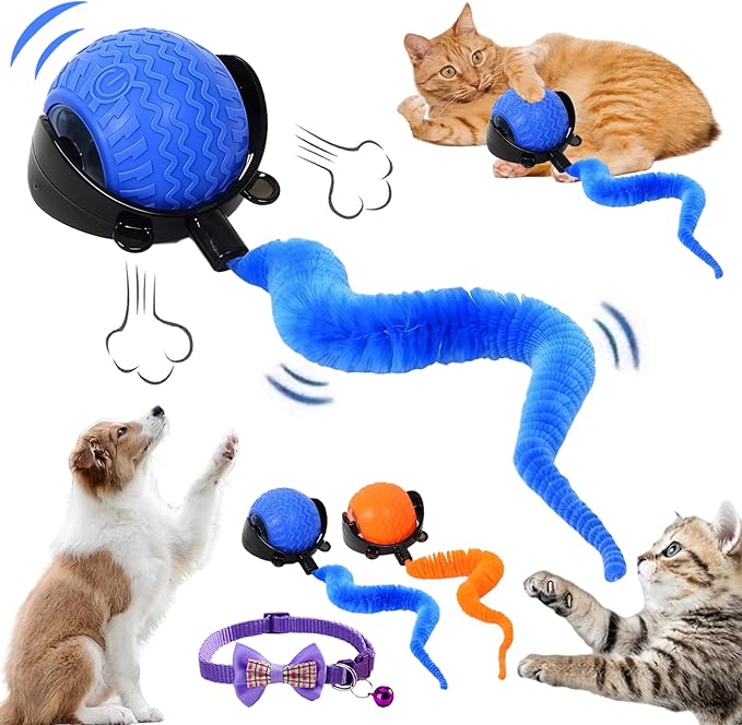 2026 New The Smart Wave Chase Ball, Revolutionary Smart Chase Ball 3.0, Interactive Fast Moving Ball with Tail, Automatic Cat Chase Balls Toy for Dog Cat Indoor Play (Blue)