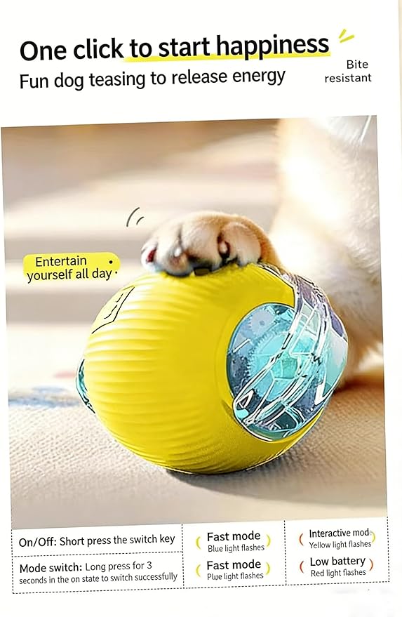 RightBliss 2026 New Electric Dog & Cat Ball Toy, 360° Smart Automatic Interactive Rolling Pet Toy Ball, Smart Pet Play Ball, Interactive Pet Toys, Ideal Gift for Pet Lovers (2 pcs (Mix))