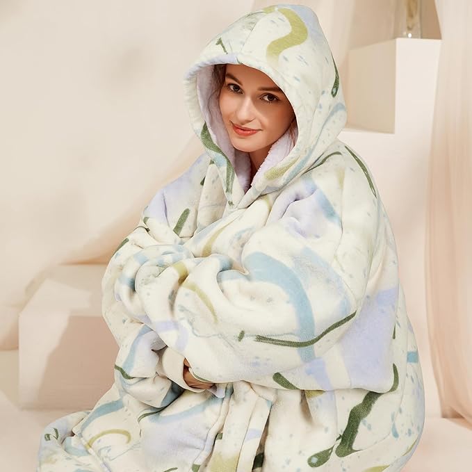 Narecte Cozy Oversized Blanket Hoodie Wearable Blanket Adults Soft Hooded Blanket Hoodie Birthday Gifts for Women Christmas