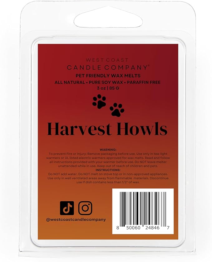 Harvest Howls | Pet Safe Wax Melts | All Natural Soy | Non-Toxic | Dog Friendly | Vet Approved | Long Lasting Home Fragrance | Pet Odor Eliminator | Clean Burning Wax Cubes | Safe Air Freshener
