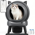 Self Cleaning Litter Box, E2 Cat Litter Box Automatic Cleaning, Robot Litter Box with 2 Rolls Waste Bag and Litter Mat, Black