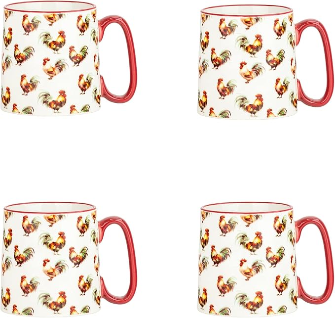 10 Strawberry Street Bella Mug Traditional Rooster, Set of 4