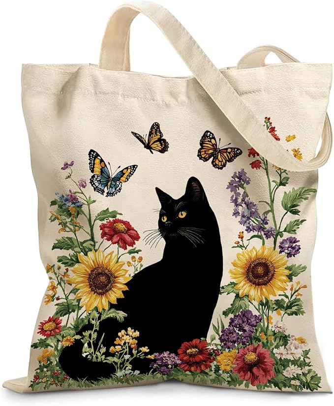 Aesthetic Canvas Tote Bag for Women - with Magnetic Snap Closure & Zipper Inner Pocket Reusable Bag for Shopping