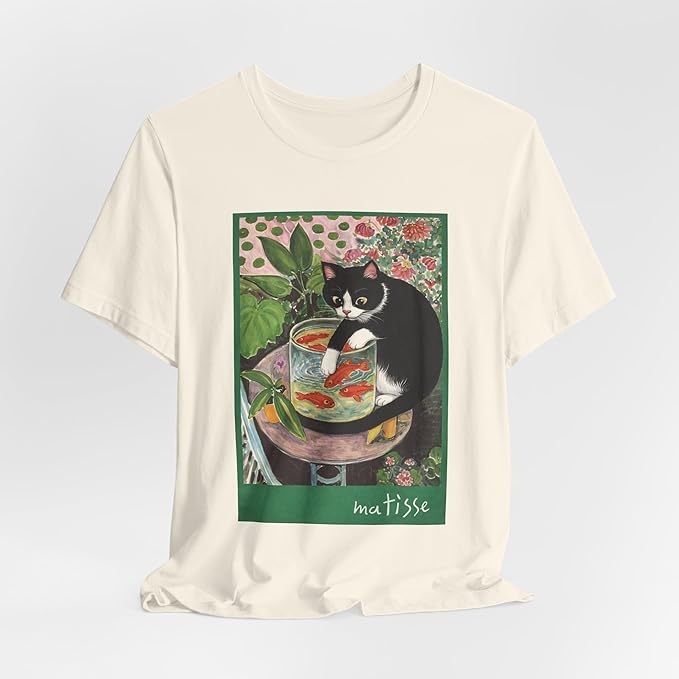Vintage Cat Painting T Shirt, Matisse Inspired Cat Tee, Retro Art Aesthetic Shirt, Funny Cat Lover Gift