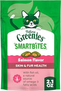 Greenies Cat Treats, Feline Smartbites, Skin & Fur Health, Crunchy and Soft Cat Treats, Salmon Flavor, 2.1 oz. Pack
