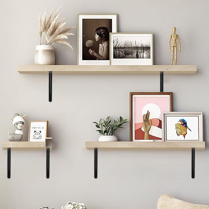 16 Pack L22 x H 12" Black Heavy Duty Shelf Brackets with Screws Metal Shelf Brackets Shelf Support Angle Brackets for Shelves L Brackets Heavy Duty Floating Shelf
