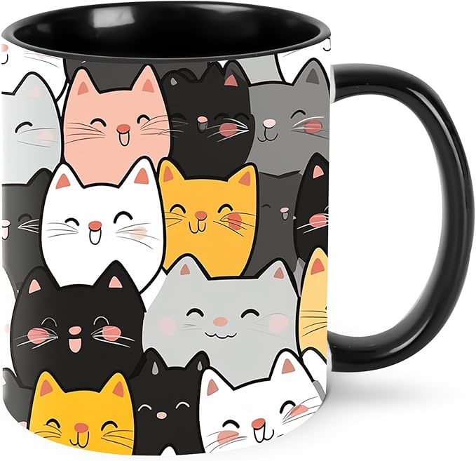 Cats Coffee Mug Funny Ceramic Tea Cup With Handle Dishwasher Microwave Safe for Women 11oz Porcelain Mugs