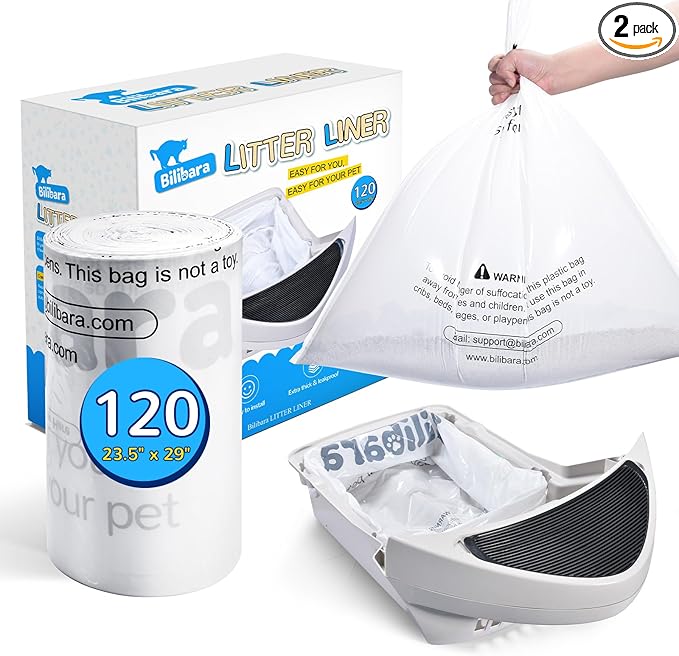 Litter Box Liner Bag Compatible with Cat litter Box Robots 3 and 4, 120 Pack - Extra Thick Waste Bags for Self-Cleaning Pet Kitty Litter Box Drawer Liners, 9-11 Gallons Kitchen Trash Bags
