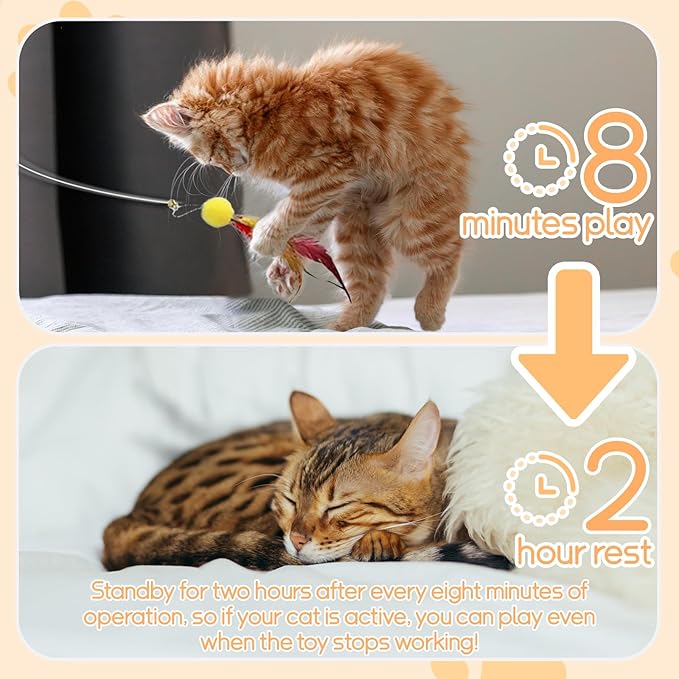 Automatic Door Hanging Cat Toy - Rechargeable Electric Feather Teaser Remote Control, 4 Replaceable Feathers, Interactive Exercise Toy for Indoor Cats & Kittens (White)