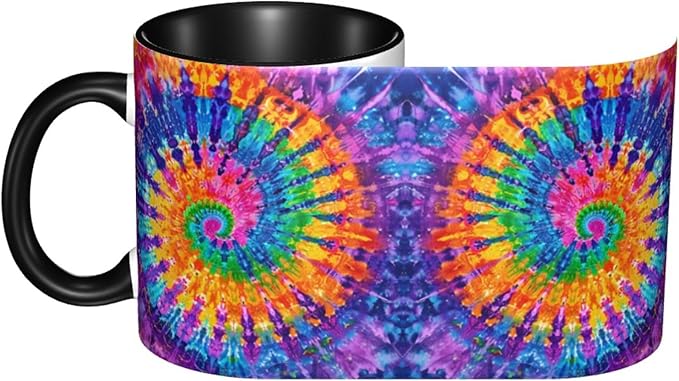 Tie Dye Coffee Mug 11oz Ceramic Tea Cup With Handle Funny Porcelain Mugs for Women Dishwasher Microwave Safe