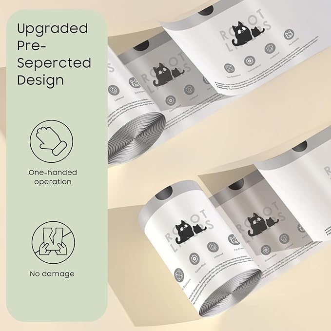 180 Tear-free Bulk Pack Automatic Cat Litter Box Bags, Cat Litter Box Robot 5/4/3 Waste Bags, Thick Heavy Duty Sensor-compatible Litter Box Liner 25.2 X 15.7 IN