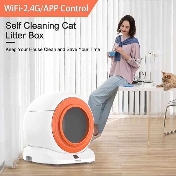 Self Cleaning Litter Box, Automatic Cat Litter Box Self Cleaning for Multiple Cats, App Control with 32'' Tall Christmas Tree Cat Scratching Post