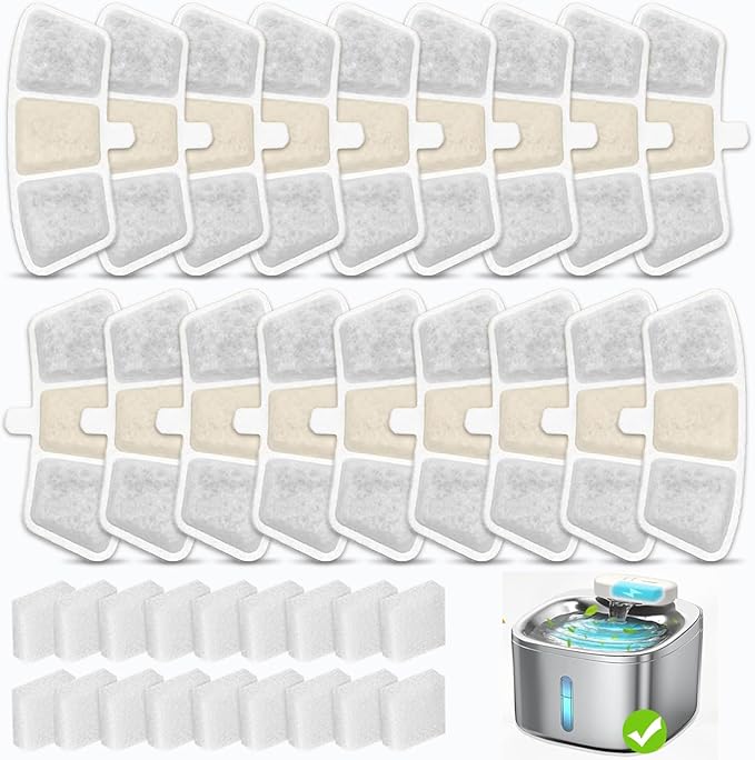 24 Pack PW04 3.5L Wireless Pet Fountain Filters for Hard Water, Reduces Limescale & Bad Taste, Compatible with Oneisall Cat Water Fountain Dispenser, Long Lasting Replacement Filter