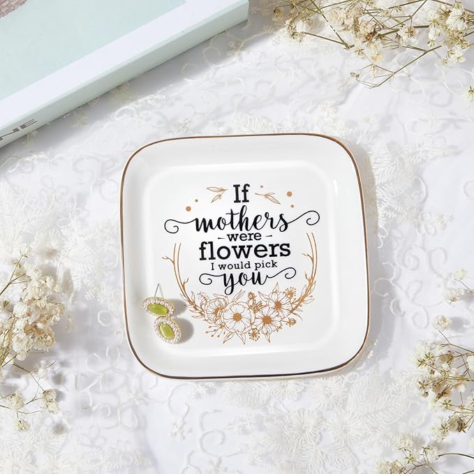 PUDDING CABIN Mothers Day Gifts for Mom Jewelry Dish If Mothers Were Flowers I Would Pick You Present for Step Mom Stepmom New Bonus Stepmother Birthday Wedding Christmas