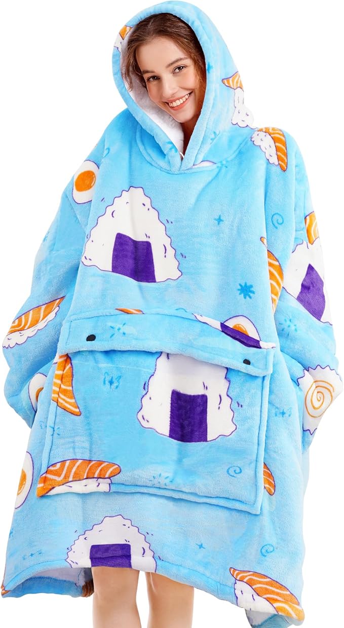 Narecte Cozy Oversized Blanket Hoodie Wearable Blanket Adults Soft Hooded Blanket Hoodie Birthday Gifts for Women Christmas