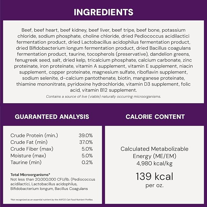 Stella & Chewy's Freeze-Dried Raw Cat Dinner Morsels - Premium Beef Recipe with 98% Grass-Fed Meat & Organs - Natural Grain-Free Cat & Kitten Food - Made in USA - 3.5 oz