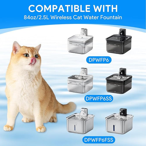 12+12 Packs Replacement Filters Compatible with DownyPaws Wireless Cat Water Fountain 84oz/2.5L,Cat Fountain Filter for Battery Operated Cat Water Fountain DPWFP6