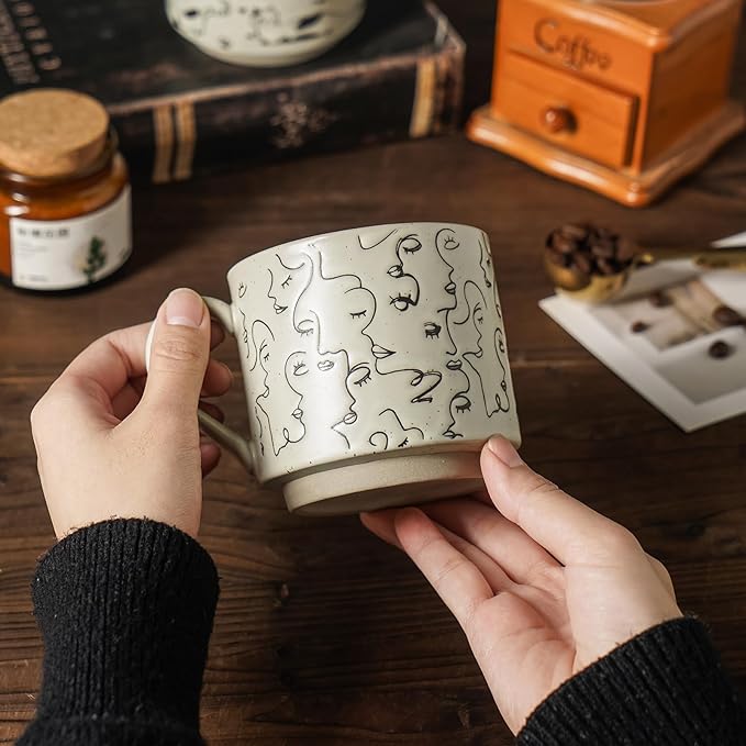 fall mug coffee mugs novelty ceramic espresso japanese tea cups latte teacup stoneware microwave safe vintage taza de cafe bonitas espresso cup with handle aesthetic floral (Line Art Expressions)