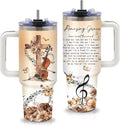 Gift for Music Lover, 40oz Music Tumbler with Handle, Violin Pattern Insulated Cup for Work, Graduation Gift for Her, Musics Tumblers Appreciation Gifts Choice, Coffee Mug with Straw & Handle