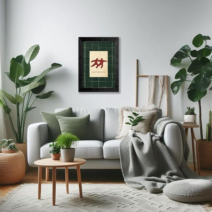 Love Quotes Canvas Wall Art Modern Trendy Women Poster Green Red Aesthetic Prints Romantic You Are What You Love Wall Decor for Living Room Home 08x10 inch Black Framed