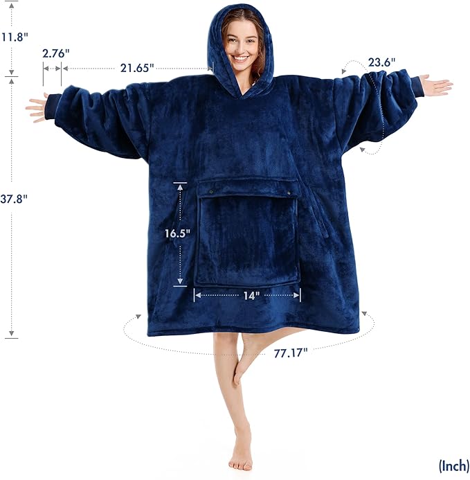 Narecte Cozy Oversized Blanket Hoodie Wearable Blanket Adults Soft Hooded Blanket Hoodie Birthday Gifts for Women Christmas