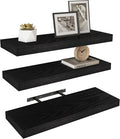 Vervida® 3 Pack Black Floating Shelves,24" W x 7.9" D x 1.5" H, Holds Up to 37 Lbs, Ideal for Living Room, Bedroom, Bathroom, Kitchen, Office, Storage, Display, with Invisible Brackets Wall Shelves