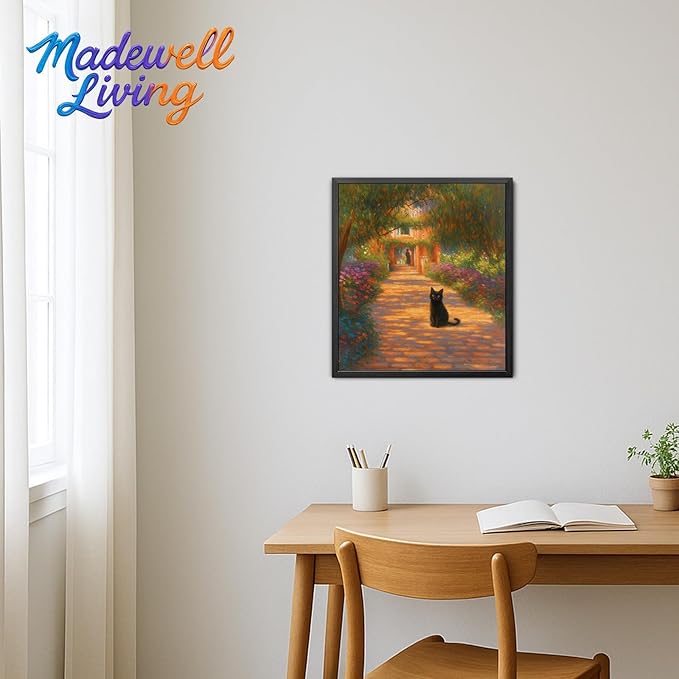 Madewell Living Van Gogh Starry Night with Funny Cat Canvas Print Wall Art - Ready to Hang, Waterproof Living Room & Bedroom Decor