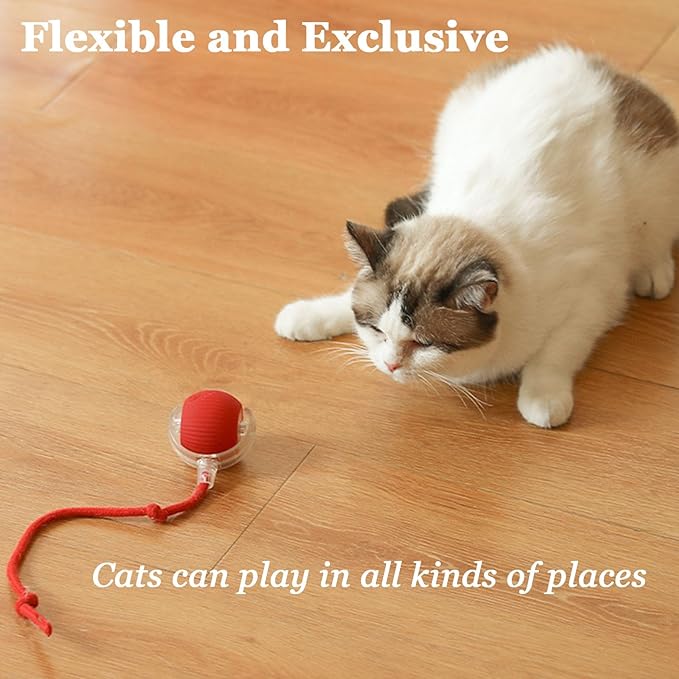Smart Motion Pet Ball V2, Smart Interactive Rolling Pet Ball, Automatic Obstacle Avoidance ＆ Quiet Cat Toy with a Long Tail, The Ultimate Boredom-Buster for Both Cats and Dogs (Gray)