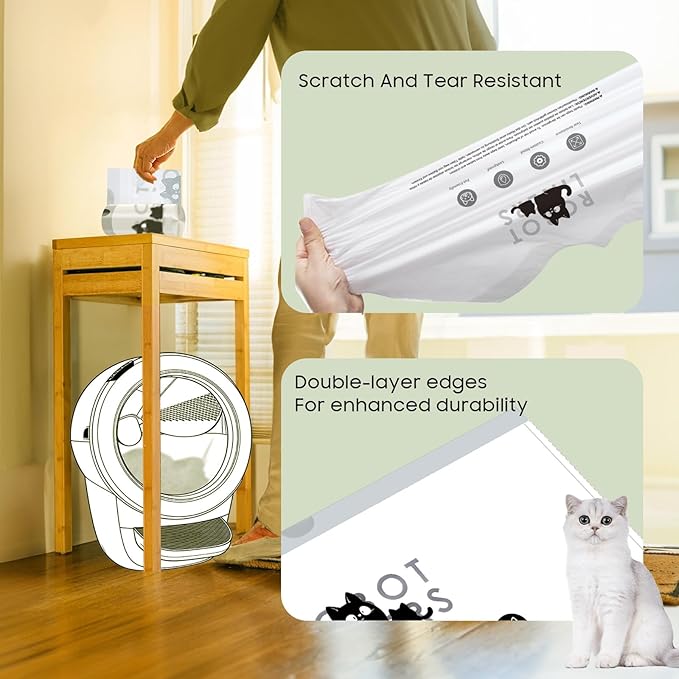 180 Tear-free Bulk Pack Automatic Cat Litter Box Bags, Cat Litter Box Robot 5/4/3 Waste Bags, Thick Heavy Duty Sensor-compatible Litter Box Liner 25.2 X 15.7 IN