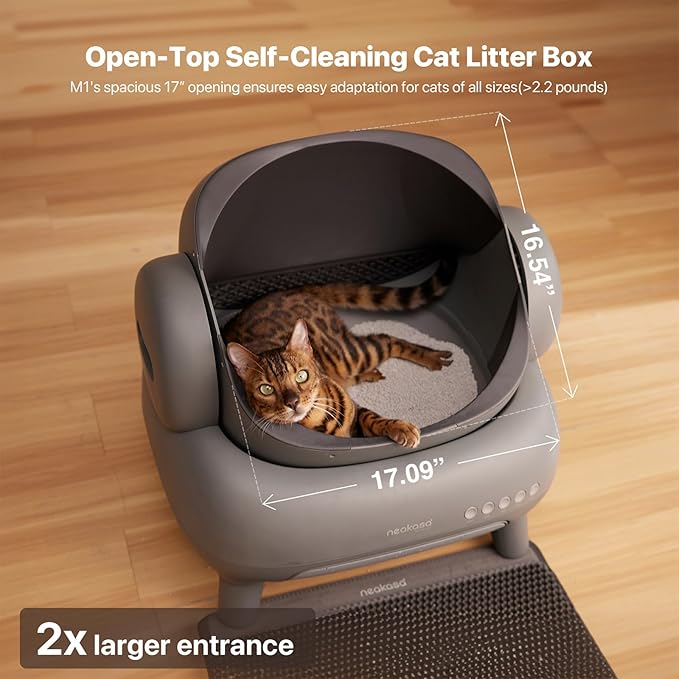 Neakasa M1 Open-Top Self Cleaning Cat Litter Box + Replaced Waste Bags-2 Rolls, Automatic Cat Litter Box with APP Control, Odor-Free Waste Disposal Includes Trash Bags