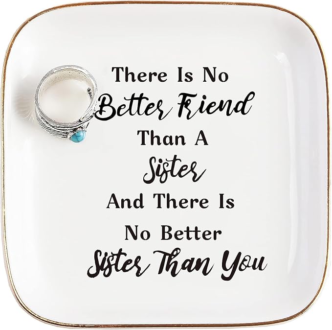 PUDDING CABIN Sister Gifts Basket, Mothers Day Gift for Sister Jewelry Dish Set, Birthday Gift for Women, Little Sisters, Big Sisters Gifts