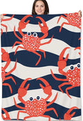 Crab Blanket Gifts - Fun Red Crab Soft Fleece Throw Blankets - Perfect for Beach Lovers, Coastal Decor, and Kids - 50x60 Inches