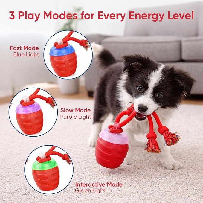Smart Motion Pet Ball, Interactive Dog Toys, Motion Activated Automatic Rolling Ball for Small/Medium/Large Dogs with Music (Red)