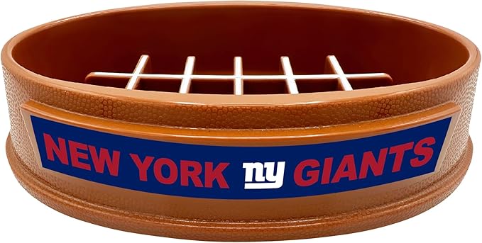 NFL Super Bowl New York Giants Slow Feeder Dog & Cat Bowl. Football Design for Healthy Digestion. Non-Slip for Large & Small Pets