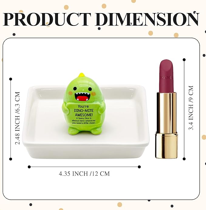 PUDDING CABIN Funny Birthday Gifts for Women Dinosaur Ring Holder Dish for Rings Earrings Necklace Bracelets Jewelry Organizer Cute Room Decor, Mothers Day Gift for Mom Friendship Christams