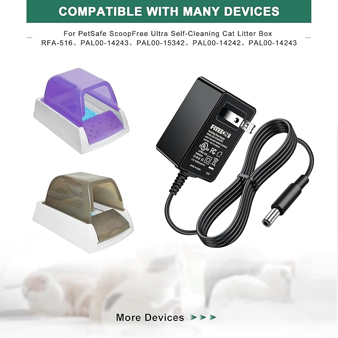 Cat Litter Box Adapter Automatic Self-Cleaning Classic Power Supply Cord Cable Charger (for Petsafe)