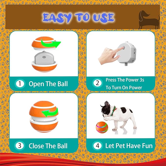 Smart Interactive Dog Toy Ball, Automatic Moving with Remote Controll,Rechargeable and Waterproof, Bouncing Rotating Toy for Medium Large Dogs,Two Gifts Squeaky&Chew Ball